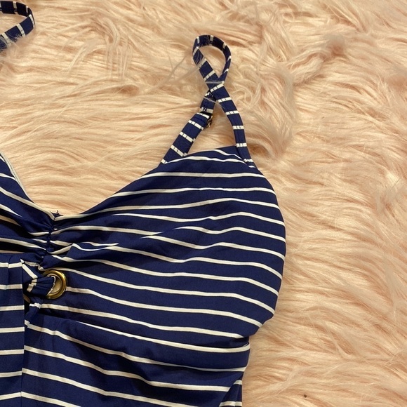 BEACH by Melissa Odabash One Piece Blue White Stripe Swimsuit sz S - Picture 6 of 9